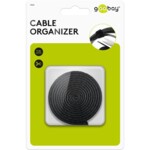 Cable management set with hook-and-loop fastener roll (1m, adjustable length), black - for organising and attaching cables