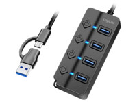 LogiLink USB 3.2 Gen1 Hub 4-Port Ein-/Ausschalter schwarz