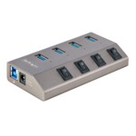 StarTech.com 4-Port Self-Powered USB-C Hub Individual On/Off es, USB 3.0 5Gbps Expansion Hub w/Power Supply, Desktop/Laptop USB-C to USB-A Hub, 4x BC 1.2 (1.5A), USB Type C Hub - USB-C/A Host Cables (5G4AIBS-USB-HUB-EU) Hub 4 porte USB