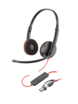 Poly Blackwire 3220 Stereo USB-C Black +USB-C/A Adapter (Bulk) Kablet Hovedtelefoner Sort