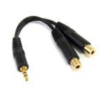 StarTech.com 6 in. 3.5mm Audio Splitter Cable - Stereo Splitter Cable - Gold Terminals - 3.5mm Male to 2x 3.5mm Female - Headphone Splitter (MUY1MFF) Lydsplitter 15.2cm