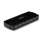 StarTech.com 7 Port USB 3.0 Hub - Up To 5 Gbps - 7 x USB - Universal Multi Port USB Extender for Your Desktop - USB Powered (ST7300USB3B) Sort