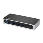 StarTech.com 7 Port USB C Hub with Fast Charge Port, USB-C to 5x USB-A 2x USB-C USB 3.0 (USB 3.1/3.2 Gen 1 SuperSpeed 5Gbps), Self Powered Type-C Hub w/ Power Adapter, Desktop/Laptop Hub - Windows/macOS/Linux (HB30C5A2CSC) Sort Sølv