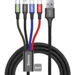 Kabel USB Baseus Baseus Kabel Przewód Usb 4w1 Lightning / 2x Usb Typ C / Micro Usb W Nylonowym Oplocie 3.5a 1.2m Czarny (ca1t4-b01)