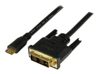 StarTech.com 1m (3.3 ft) Mini HDMI to DVI Cable, DVI-D to HDMI Cable (1920x1200p), 19 Pin HDMI Mini (C) Male to DVI-D Male, Digital Monitor Cable Adapter M/M, Single Link, Black - Mini HDMI to DVI Adapter Videoadapterkabel 1m Sort