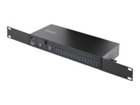 StarTech.com 16-Port Industrial USB 3.0 Hub 5Gbps, Metal, DIN/Surface/Rack Mountable, ESD Protection, Terminal Block Power, up to 120W Shared USB Charging, Dual-Host Hub/Switch (5G16AINDS-USB-A-HUB) Sort