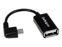 StarTech.com 5in Right Angle Micro USB to USB OTG Host Adapter M/F - Angled Micro USB Male to USB A Female On-The-Go Host Cable Adapter (UUSBOTGRA) USB-adapter 12.7cm Sort