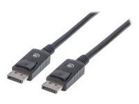 Manhattan DisplayPort 1.2 Cable, 4K@60hz, 2m, Male to Male, With Latches, Fully Shielded, Black, Lifetime Warranty, Polybag DisplayPort kabel 2m Sort