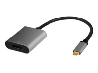LogiLink Adapter 24 pin USB-C han -> 20 pin DisplayPort hun 15 cm Grå, sort