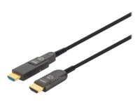Manhattan HDMI to Micro HDMI Plenum-Rated Cable, 4K@60Hz (Premium High Speed), 30m, Active, Detachable HDMI Male (Type A), Male to Male, Black, Gold Plated Contacts, Lifetime Warranty, Polybag HDMI-kabel med Ethernet-sæt 30m Sort