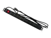 Qoltec Overvoltage Stikdåse 8-stik 10A Sort 2m