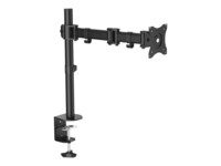StarTech.com Desk Mount Monitor Arm for up to 34' VESA Compatible Displays, Articulating Pole Mount with Single Monitor Arm, Ergonomic Height Adjustable, Desk Clamp or Grommet, Black - Small Footprint Design (ARMPIVOTB)