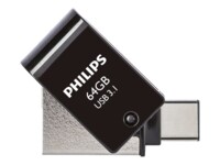 Philips FM64DC152B 64GB USB 3.1 / USB-C USB stick Sort Sølv