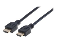 Manhattan HDMI Cable with Ethernet (CL3 rated, suitable for In-Wall use), 4K@60Hz (Premium High Speed), 5m, Male to Male, Black, Ultra HD 4k x 2k, In-Wall rated, Fully Shielded, Gold Plated Contacts, Lifetime Warranty, Polybag HDMI-kabel med Ethernet 5m S