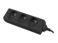 Lanberg Stikdåse 3-stik 10A Sort 1.5m