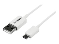 StarTech.com 2m White Micro USB Cable Cord - A to Micro B - Micro USB Charging Data Cable - USB 2.0 - 1x USB A Male, 1x USB Micro B Male (USBPAUB2MW) USB-kabel 2m Hvid