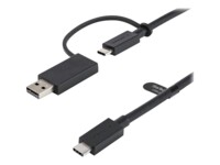 StarTech.com 3ft (1m) USB C Cable w/ USB-A Adapter Dongle, Hybrid 2-in-1 USB C Cable w/ USB-A | USB-C to USB-C (10Gbps/100W PD), USB-A to USB-C (5Gbps), USB-A Host to USB-C DisplayLink Dock - Ideal for Hybrid Dock (USBCCADP) USB Type-C kabel 1m Sort