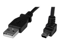 StarTech.com 1m Mini USB Cable Cord - A to Up Angle Mini B - Up Angled Mini USB Cable - 1x USB A (M), 1x USB Mini B (M) - Black (USBAMB1MU) USB-kabel 1m Sort