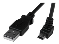 StarTech.com Down Angle Mini USB Cable - 2m - Black - USB A to Mini USB B - USB to Mini USB Cable - Mini USB Charger - USB A to Mini B (USBAMB2MD) USB-kabel 2m Sort