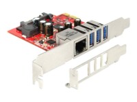 DeLock PCI Express Card > 3 x external USB 3.0 1 x external LAN Netværk / USB-adapter PCI Express x1