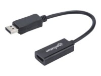 Manhattan DisplayPort 1.1 to HDMI Adapter Cable, 1080p@60Hz, Male to Female, Black, DP With Latch, Not Bi-Directional, Three Year Warranty, Polybag Videoadapter 20cm Sort