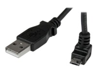 StarTech.com 1m Micro USB Cable Cord - A to Up Angle Micro B - Up Angled Micro USB Cable - 1x USB A (M), 1x USB Micro B (M) - Black (USBAUB1MU) USB-kabel 1m Sort