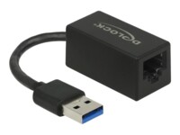 Delock Adapter SuperSpeed USB (USB 3.2 Gen 1) with USB Type-A male > Gigabit LAN 10/100/1000 Mbps compact black