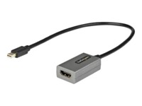 StarTech.com Mini DisplayPort to HDMI Adapter, mDP to HDMI Adapter Dongle, 1080p, Mini DisplayPort 1.2 to HDMI Monitor/Display, Mini DP to HDMI Video Converter, 12' Long Attached Cable - Thunderbolt 1/2 Compatible (MDP2HDEC) Videoadapter 30cm Sort Grå