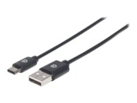 Manhattan USB 2.0 USB Type-C kabel 3m Sort