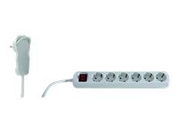 REV Stikdåse 6-stik Hvid 2m