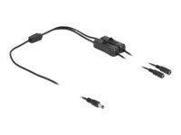 DeLOCK Strøm DC jackstik 5,5 mm (ID: 2,1 mm) (male) - Strøm DC jackstik 5,5 mm (ID: 2,1 mm) (female) Sort 1m Strøm-splitter