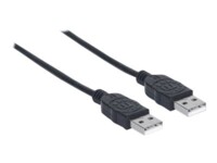 Manhattan USB-A to USB-A Cable, 1m, Male to Male, 480 Mbps (USB 2.0), Hi-Speed USB, Black, Lifetime Warranty, Polybag USB-kabel 1m Sort