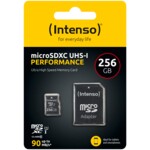 Intenso microSD 256GB UHS-I Perf CL10| Performance MicroSD 256GB 90 MB/s