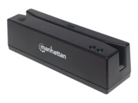 Manhattan USB-A Magnetic Strip Card Reader, Triple Track Reader, Wedge Decoder, Cable 1.5m, Black, Box Magnetisk kortlæser