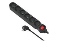 Maclean Energy MCE225 Stikdåse 6-stik Sort 1.5m