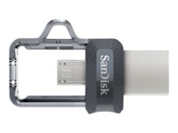 SanDisk Ultra Dual M3.0 256GB USB 3.0 / micro USB USB stick Sort Sølv