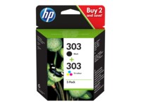HP 303 2-pack Black/Tri-color Original s Sort, Cyan, Magenta, Gul 200 sider Blæk