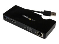 StarTech.com USB 3.0 to HDMI or VGA Adapter Dock - USB 3.0 Mini Docking Station w/ USB, GbE Ports - Portable Universal Laptop Travel Hub (USB3SMDOCKHV) USB Dockingstation