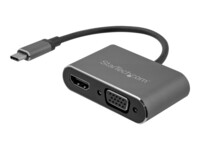 StarTech USB-C to VGA and HDMI Adapter - 2-in-1 - 4K 30Hz - Space Grey - Windows & Mac Compatible (CDP2HDVGA) Ekstern videoadapter