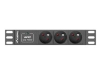 Lanberg PDU-03E-0200-IEC-BK Strømfordelingsenhed 3-stik 10A Sort 2m