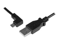 StarTech.com 1m 3 ft Micro-USB Charge-and-Sync Cable - Left-Angle Micro-USB - M/M - USB to Micro USB Charging Cable - 30/24 AWG (USBAUB1MLA) USB-kabel 1m Sort