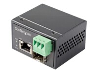 StarTech.com Industrial Fiber to Media Converter 30W - SFP to RJ45 - Singlemode/Multimode Fiber to Copper - Mini/Compact Size - IP-30/ -40 to 75C Fibermedieomformer Ethernet Fast Ethernet Gigabit Ethernet