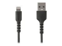 StarTech.com 3 ft(1m) Durable Black USB-A to Lightning Cable, Heavy Duty Rugged Aramid Fiber USB Type A to Lightning Charger/Sync Power Cord, Apple MFi Certified iPad/iPhone 12 Pro Max - iPhone 7/8/11/11 Pro Lightning-kabel 1m Sort