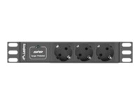 Lanberg PDU-03F-0200-BK Strømfordelingsenhed 3-stik 16A Sort 2m