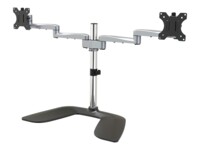 StarTech.com Dual Monitor Stand, Ergonomic Desktop Monitor Stand for up to 32' VESA Displays, Free-Standing Articulating Universal Computer Monitor Mount, Adjustable Height, Silver - & Quick Assembly (ARMDUALSS) Stativ 2 skærme 32'