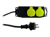 REV Stikdåse 2-stik 16A Sort Gul 1.4m