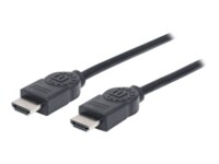 Manhattan HDMI Cable with Ethernet, 4K@30Hz (High Speed), 5m, Male to Male, Black, Ultra HD 4k x 2k, Fully Shielded, Gold Plated Contacts, Lifetime Warranty, Polybag HDMI-kabel med Ethernet 5m Sort