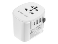 Gembird Strøm konnektor adapter med USB oplader adapter Hvid