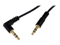StarTech.com 3 ft. (0.9 m) 3.5mm Audio Cable - 3.5mm Slim Audio Cable - Right Angle - Male/Male - Aux Cable (MU3MMSRA) Audiokabel 91cm Sort