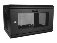 StarTech.com 2 Post 6U 19' Wall Mount Network Cabinet Deep - Locking Vented IT Data Equipment/ Rack Enclosure w/Shelf/Hook&Loop Stativindelukkekabinet Sort